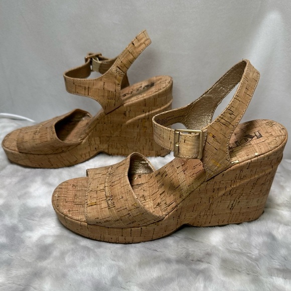 New KORKS by Kork Ease Bardot Platform Sandal in Natural Cork Size 10 - Picture 2 of 6